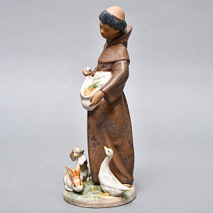 Коллекционная Фарфоровая статуэтка «Юный монах и его паства», Lladro серия Грес, Испания. 
