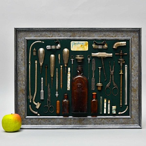 Коллекционное Настенное Панно - Картина «Старинные Медицинские Инструменты», СССР -40гг. ХХ века.