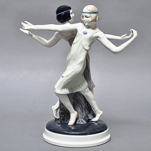 Антикварная Фарфоровая статуэтка «Танцующие девушки», Karl Ens Германия, первая половина ХХ века. 