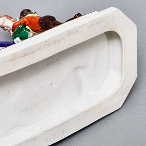 Антикварная Статуэтка «Неожиданное Угощение», Фарфор, Dressel & Kister Passau Германия, 1907 - 1922 гг. 