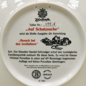 Коллекционная Тарелка «Дедушкины сокровища» Фарфор, Weimar Porzellan Германия -1994 год.