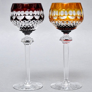 Пять Бокалов для Вина из Цветного Хрусталя, Barthmann Германия, начало 70-х годов ХХ века. 