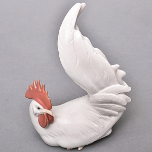 Коллекционная Фарфоровая статуэтка «Белый Петух», Lladro Испания, 1969 - 1979 годы. 