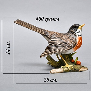 Бисквит! Коллекционная Фарфоровая статуэтка «Птица - Певчий дрозд» KAISER Porzellan Германия - 1979 год.
