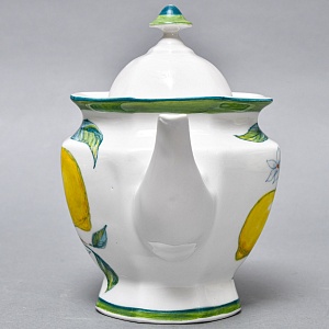 Авторский Чайный сервиз на 4 персоны «Лимоны», фарфор, ручная роспись, Гжель Россия -2000 г..