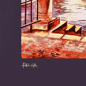 Авторская Коллекционная Картина - Рисунок «Уютные места Старой Праги», Чехия конец ХХ века.