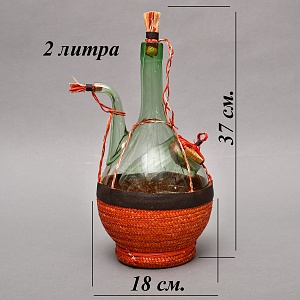 Уникальный Винтажный Декантер - Кувшин - Бутыль для «Chianti - Кьянти» - 2 литра. Стекло Италия 50 -е гг. 