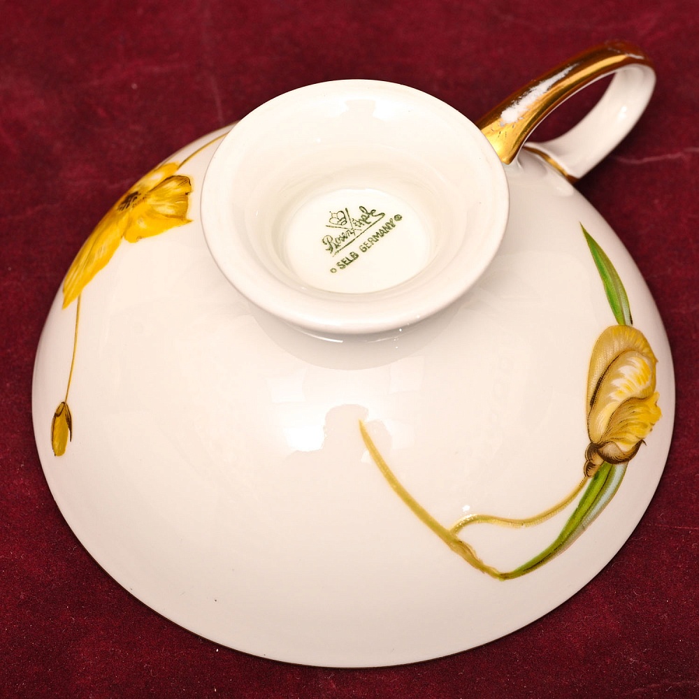 Коллекционная Чайная Тройка «Желтый цветок», Фарфор ROSENTHAL Германия - 1938 год.