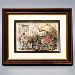 Объемная Картина - Панно в технике 3D декупаж «Лавка старьевщика», 70-е годы ХХ века.