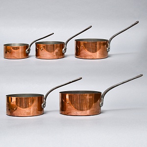 Винтажный Набор из 5-ти Медных Ковшиков разных размеров Франция, 70-е годы ХХ века!