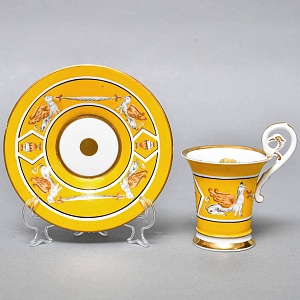 Антикварная Кофейная пара «Гриффоны», Фарфор Dressel & Kister Passau Германия, 1900 - 1922 годы. 