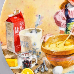 Коллекционная Фарфоровая Тарелка «День девочки Бекки. Приготовление маффинов», RECO США - 1986 год. 