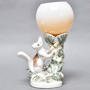Фаянсовая Настольная Лампа - Светильник «Белка» СССР ЗиК Конаково - 1958 год.
