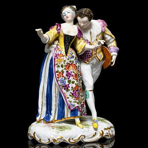 Коллекционная Фарфоровая статуэтка «Пара на Карнавале», Edme Samson Франция, 1940 - 1969 годы. 