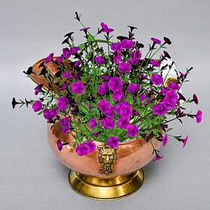 Классический Медный Зольник с Фарфоровыми ручками, Англия первая половина ХХ века!