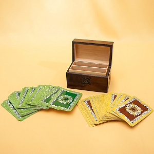 Набор - Винтажные Игральные Карты 2 × 55 карт в деревянной шкатулке, Франция середина ХХ века.