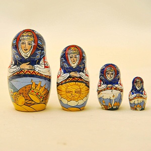 Русский Сувенир Матрёшка - Авторская роспись - «Сказка о Золотом Петушке», Дерево - Россия -1995 год. 