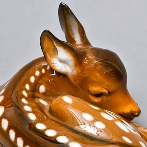 Коллекционная Фарфоровая статуэтка «Лежащий Олененок», ROSENTHAL Германия, 1943 - 1946 годы. 