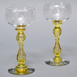 Антикварный Набор бокалов для Вина 8 шт. «MICADO VIGNE», Saint Louis. Франция, начало ХХ века. 