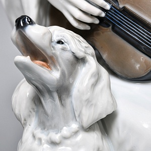 Антикварная Фарфоровая статуэтка «Пьеро с гитарой и пудель», Rosenthal Германия - 1924 год. 