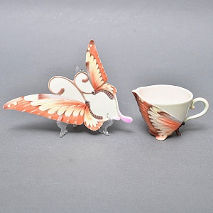 Авторский Фарфоровый Чайный сервиз «Бабочки и стрекозы» на 4 персоны, Franz Collection Тайвань.