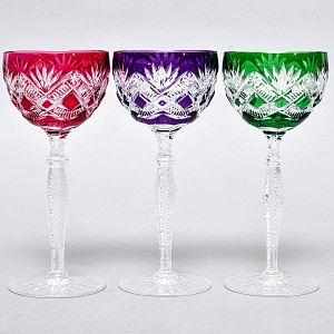 Бокалы для Вина из Цветного Хрусталя JOSEPHINENHUTTE Германия, 60 -е гг.