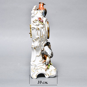 Каминные Кварцевые Часы «Певчие Птицы», фарфор Unterweissbach, Германия 80-е годы ХХ века.