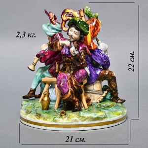 Коллекционная Фарфоровая статуэтка «Средневековые музыканты», Германия середина XX века.
