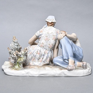 Большая Коллекционная Фарфоровая статуэтка «Затянувшаяся партия», ДФЗ Дулево Россия. 