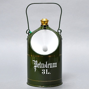 Антикварная Канистра для бензина с воронкой - Эмалированный Бидон на 3 литра, Германия начало ХХ века.