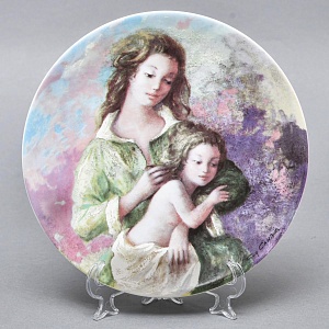 Коллекционная Фарфоровая тарелка «Мишель и Сильви. День матери», Henri d'Arceau Limoges Франция. 