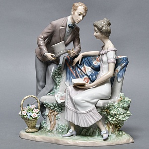 Большая Фарфоровая статуэтка «Давай поженимся или Предложение», Lladro Испания, 1987 - 1994 годы. 
