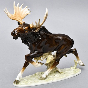 Коллекционная Фарфоровая статуэтка «Охота. Бегущий лось», Hutschenreuther Германия.