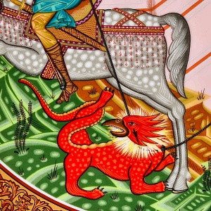 Большое Фарфоровое Блюдо - Тарелка «Святой Георгий Победоносец», Heinrich Villeroy&Boch Германия.