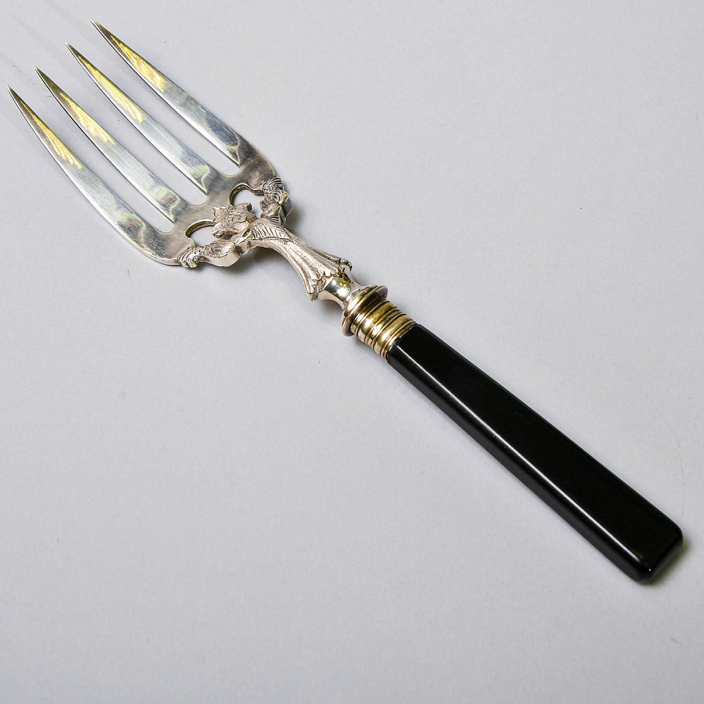 Винтажный Набор для Сервировки и подачи блюд Нож + Вилка, Silverplated Франция начало ХХ века.