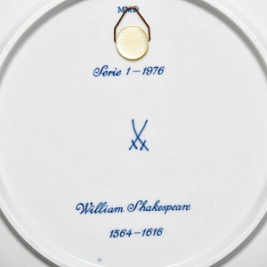 Коллекционная Фарфоровая Тарелка - Блюдо «Уильям Шекспир», MEISSEN Германия, 1976 год. 