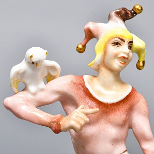 Авторская Фарфоровая Статуэтка «Шут с Совой и Зеркалом», Hutschenreuther Германия.