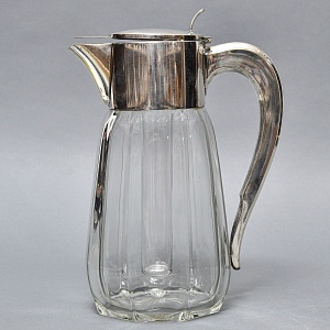 Винтажный Хрустальный Графин - Кувшин на 2,8 литра с Колбой для льда, Silverplated Германия. 