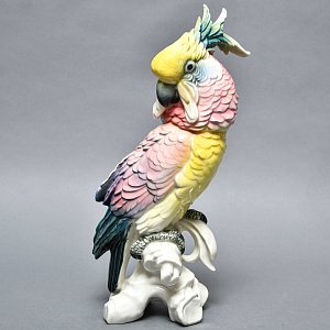 Большая Птица - Фарфоровая Статуэтка «Розово - Жёлтый Какаду» Н -36 см., Karl Ens Германия.