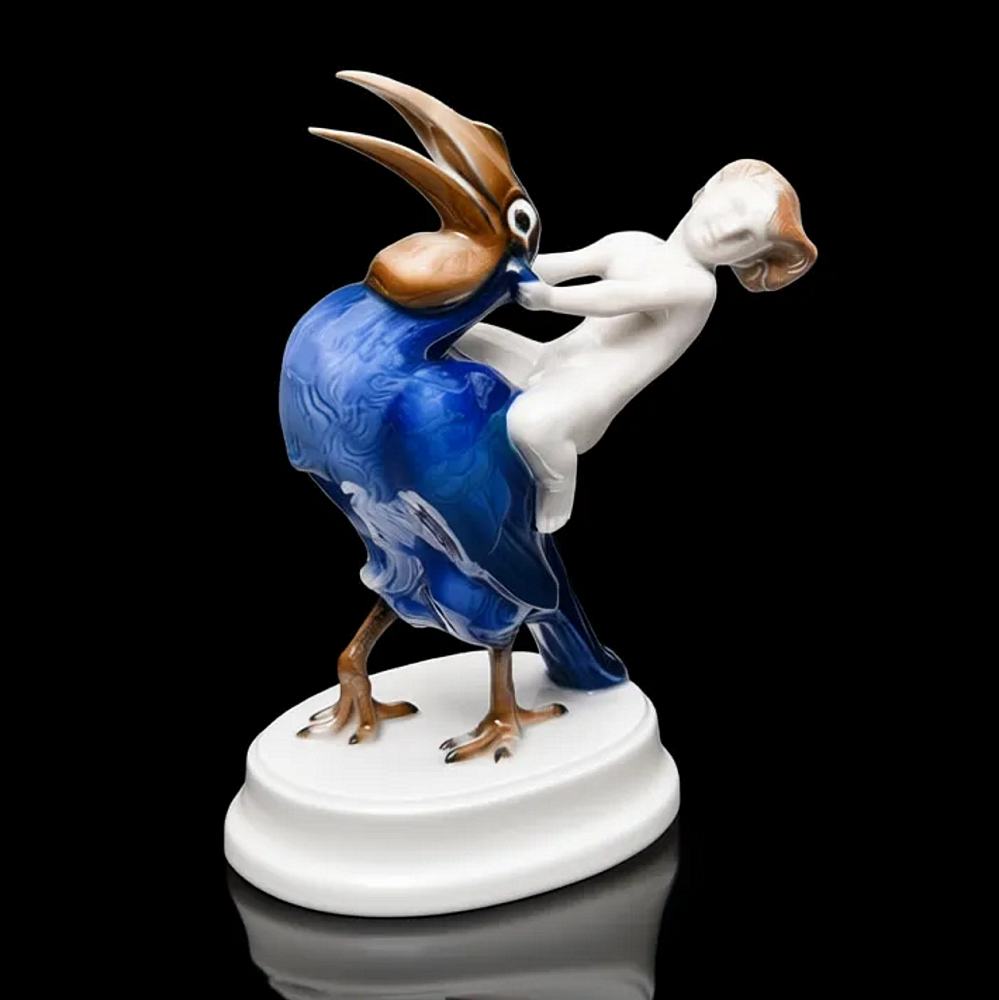 Редкость! Антикварная Фарфоровая статуэтка «Мальчик на тукане», ROSENTHAL Германия - 1919 год.