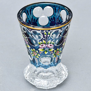 Редкая!!! Коллекционная Ваза - Карандашница, Цветочная Эмалевая роспись, Хрусталь Witti,  Германия 60-е гг.