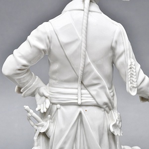 Антикварная Фарфоровая статуэтка «Старый Фриц. Король Пруссии Фридрих II с собаками»,  Volkstedt Германия.