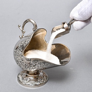 Винтажная Металлическая Сахарница с Совочком Silverplated, Италия.