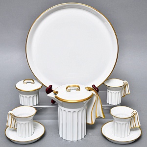  Фарфоровый Кофейный сервиз тет-а-тет «Греческие колонны» 8 предметов, Furstenberg Германия.