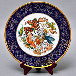 Коллекционное Блюдо - Тарелка «Мифы, сказания. Чингисхан - Завоеватель» Фарфор, Hutschenreuther Германия. 