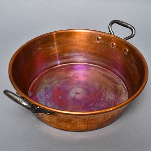 Французский Медный таз для варки варенья на 9 литров, вторая половина ХХ века.