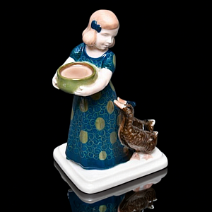  Антикварная Фарфоровая статуэтка «Девочка с утками», ROSENTHAL Германия, первая половина ХХ века.