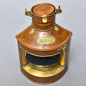 Старинный Медный Керосиновый «Сигнальный Корабельный Фонарь», Англия начало ХХ века.