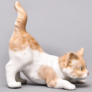 Коллекционная Фарфоровая статуэтка «Кошка - Игривый котенок», Lladro Испания. 