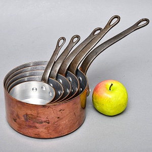 Винтажный Набор - Пять Медных Ковшиков разных размеров Франция, 60 -е годы ХХ века.